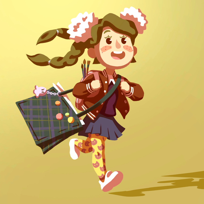 Юная художница бежит навстречу подвигам