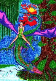 Девушка летит на драконе