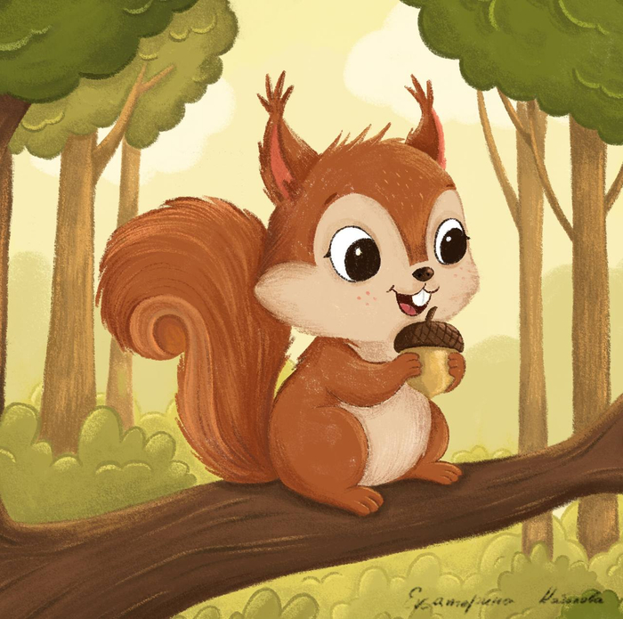 Белочка в лесу 
