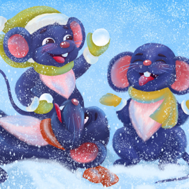 Мышата в снегу