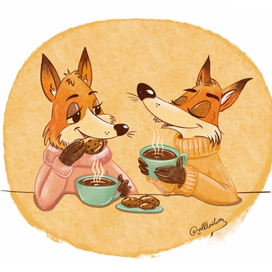 Чаепитие. Лисята