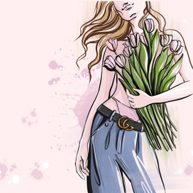 Девушка с тюльпанами