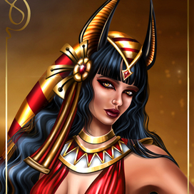 Египетская девушка в образе Анубиса