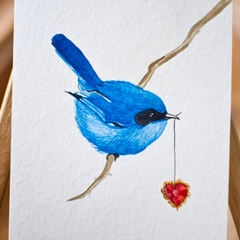 Синяя птица удачи\ открытка 2014