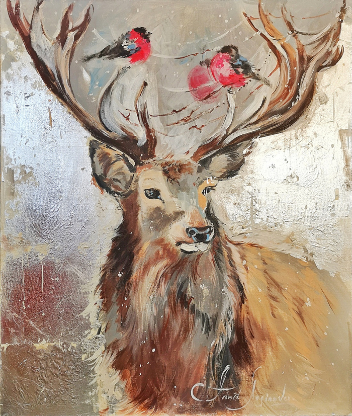 Серебряный олень и птахи