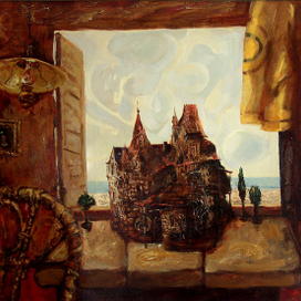 Замок с балконом на море