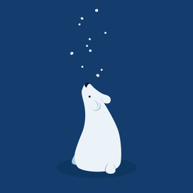 Белый медведь и снегопад