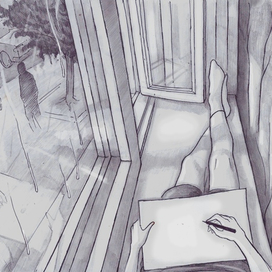 дождь за окном