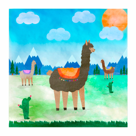 Альпаки на прогулке