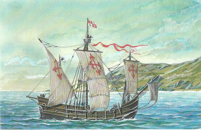 Судно экспедиции колумба. Корабль Нинья Христофора Колумба иллюстрация.