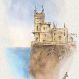 Ласточкино гнездо. Цифровая живопись 