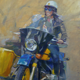 Этюд с девушкой на мотоцикле