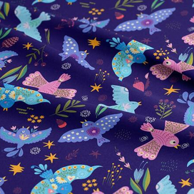 Бесшовный паттерн Синие птицы счастья