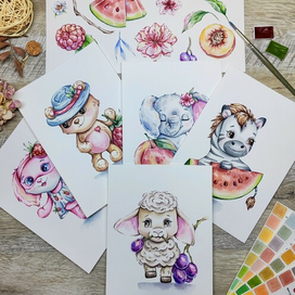 Серия персонажей с фруктами