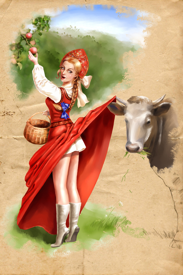 Девушка с коровой