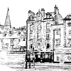 Эскиз к открытке "Вечер в Виктория парк Уитби". Sketch for the postcard "An Evening in Victoria Park Whitby". 