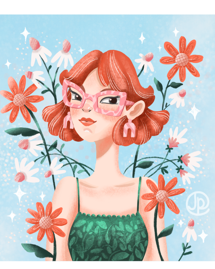 Девушка в розовых очках