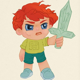 Иллюстрация персонажа в стиле Minecraft