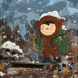 Раскопки шурфы в октябре первый снег