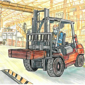 Погрузчик в работе