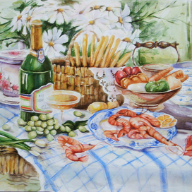 Натюрморт с креветками