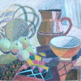 натюрморт с плетёной корзиной