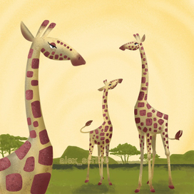 Жирафы на пастбище 