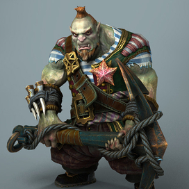 Игровая низкополигональная модель. Орк пират