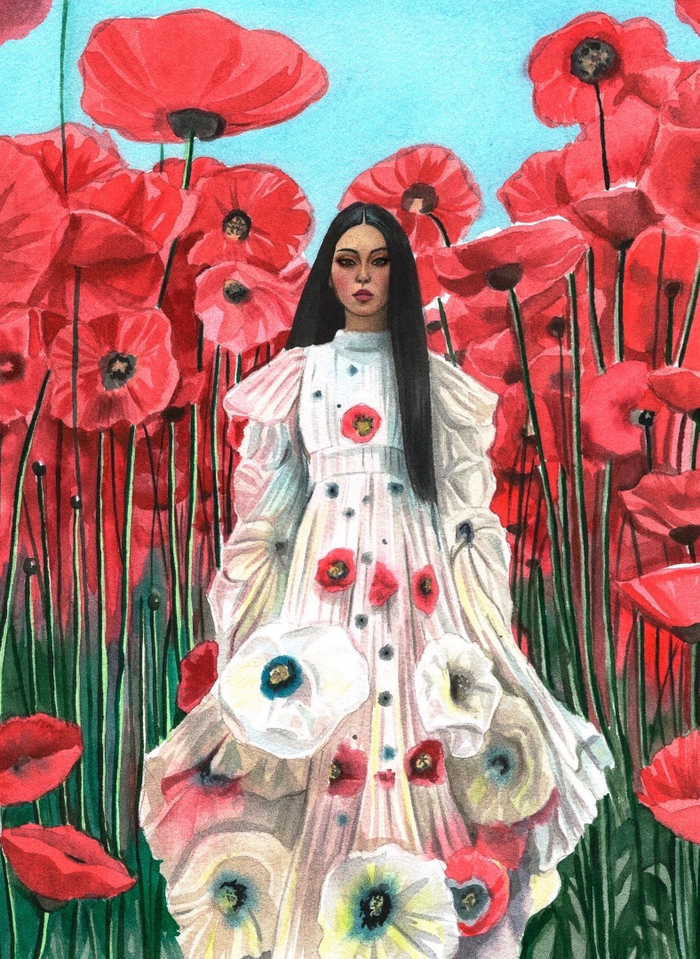 Девушка с маками
