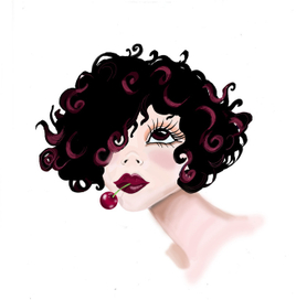 девушка с вишней