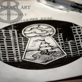 Эскиз тату замочная скважина блэкворк