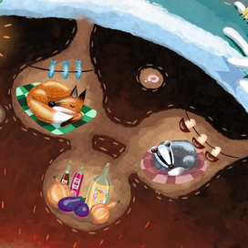 Лиса и барсук. Фрагмент