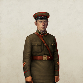 Военинженер в повседневной суконной гимнастёрке мирного времени 1941