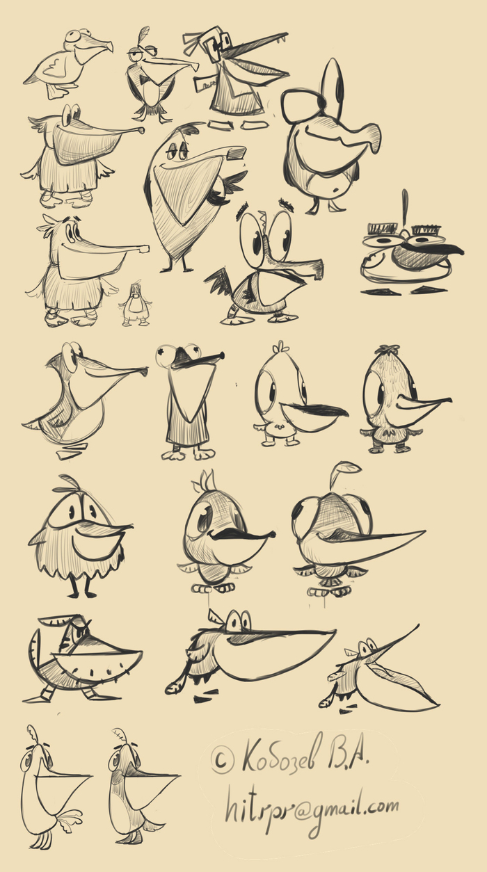 Поисковые эскизы. Дизайн персонажа