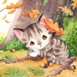 котёнок из серии иллюстраций для книги Александры Хворост "Давай дружить" для издательства Феникс премьер