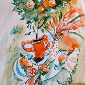 " Оранжевая весна" Триптих. Центральная работа. 