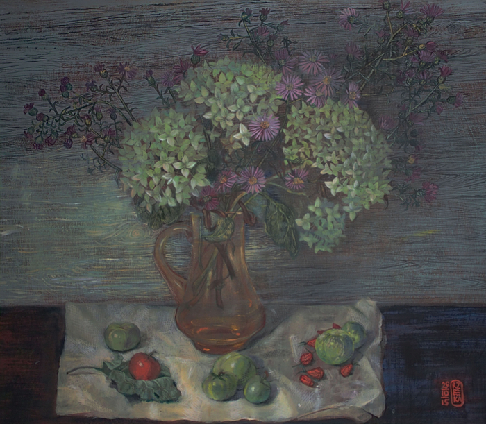 гортензия и хризантемы