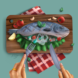 Иллюстрация на тему "Загрязнение мирового океана пластиком"