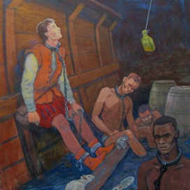 Р. Хаггард "Дочь Монтесумы" (илл. 6 "Томас в трюме с рабами)