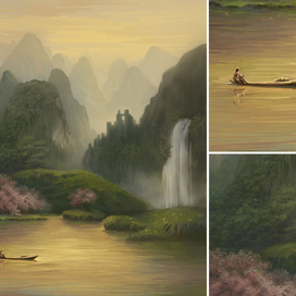 Серия иллюстраций для тетрадей "Фентези пейзажи"