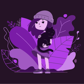 девушка с котиком