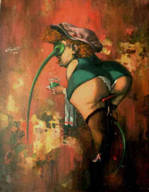 "ABSINTHE"- from the series ''alcoholic chimeras'' oil and canvas 50x60cm 2011