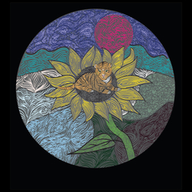 Тигренок на подсолнухе