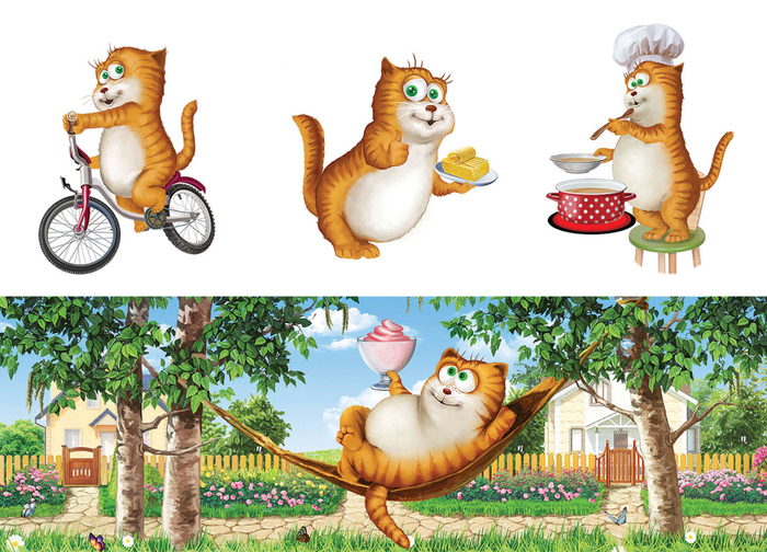 Коты. Рекламные персонажи для молочной продукции