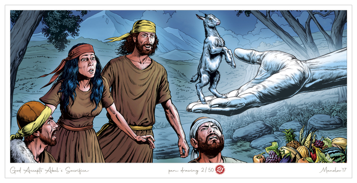 Бог принимает жертву Авеля