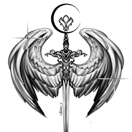 Tatto design: winged sword