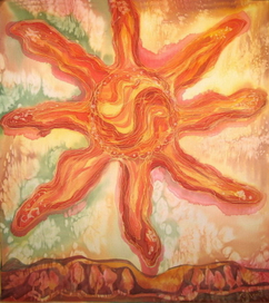 "лето красное" батик шелк/хлопок 85х85