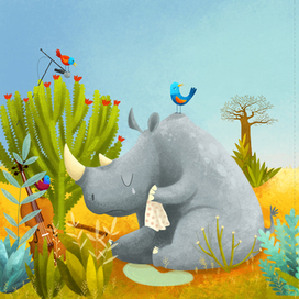 Носорог растерял  муз. инструменты