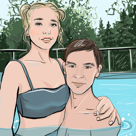 пара в бассейне