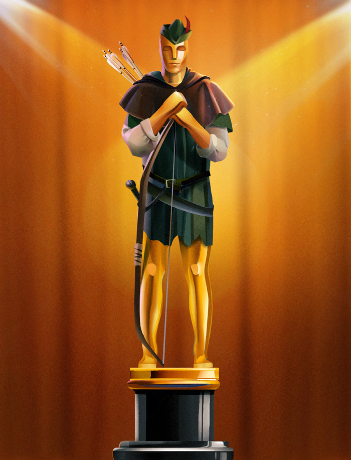 Герой, стилизованный под оскар для проекта unshared.tv